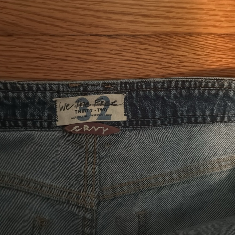Free People CRVY Under Construction Utility Jeans Sz 32 Cargo Baggy Double Knee - Picture 10 of 10